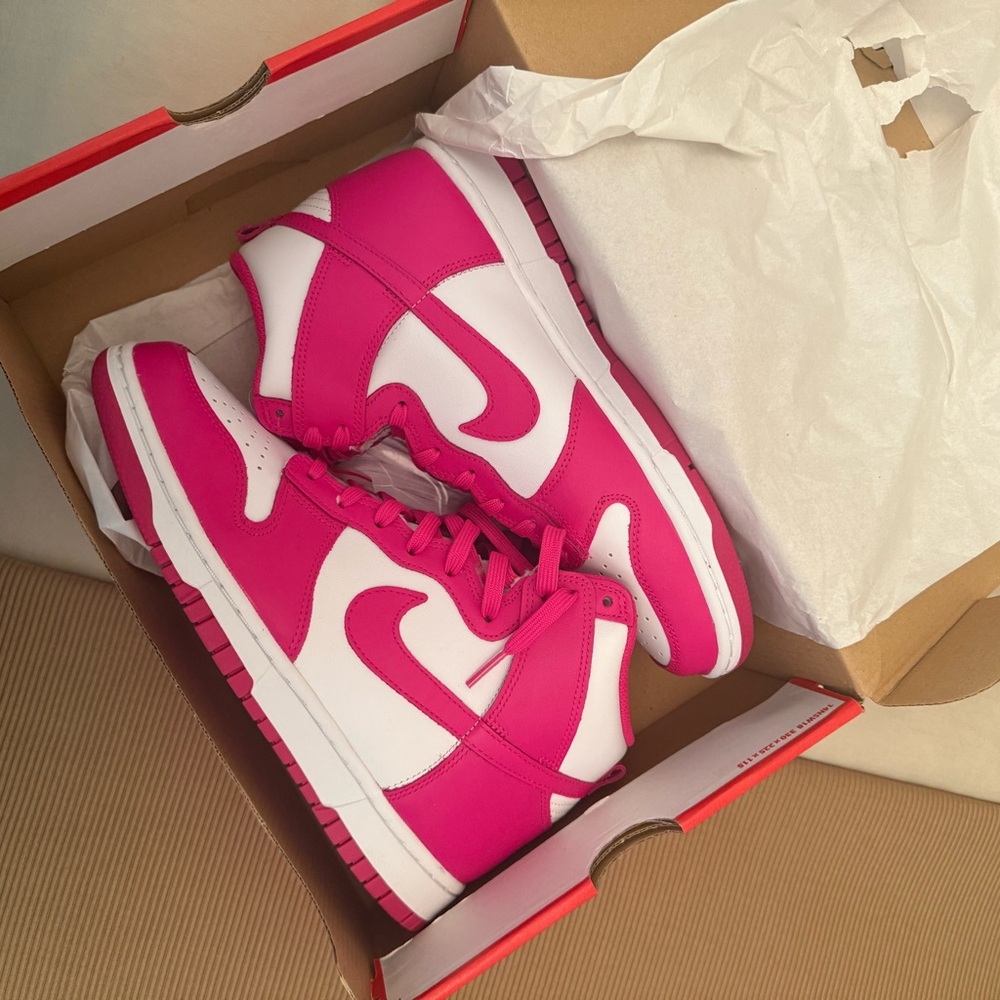 Pink and White High Nike Dunks